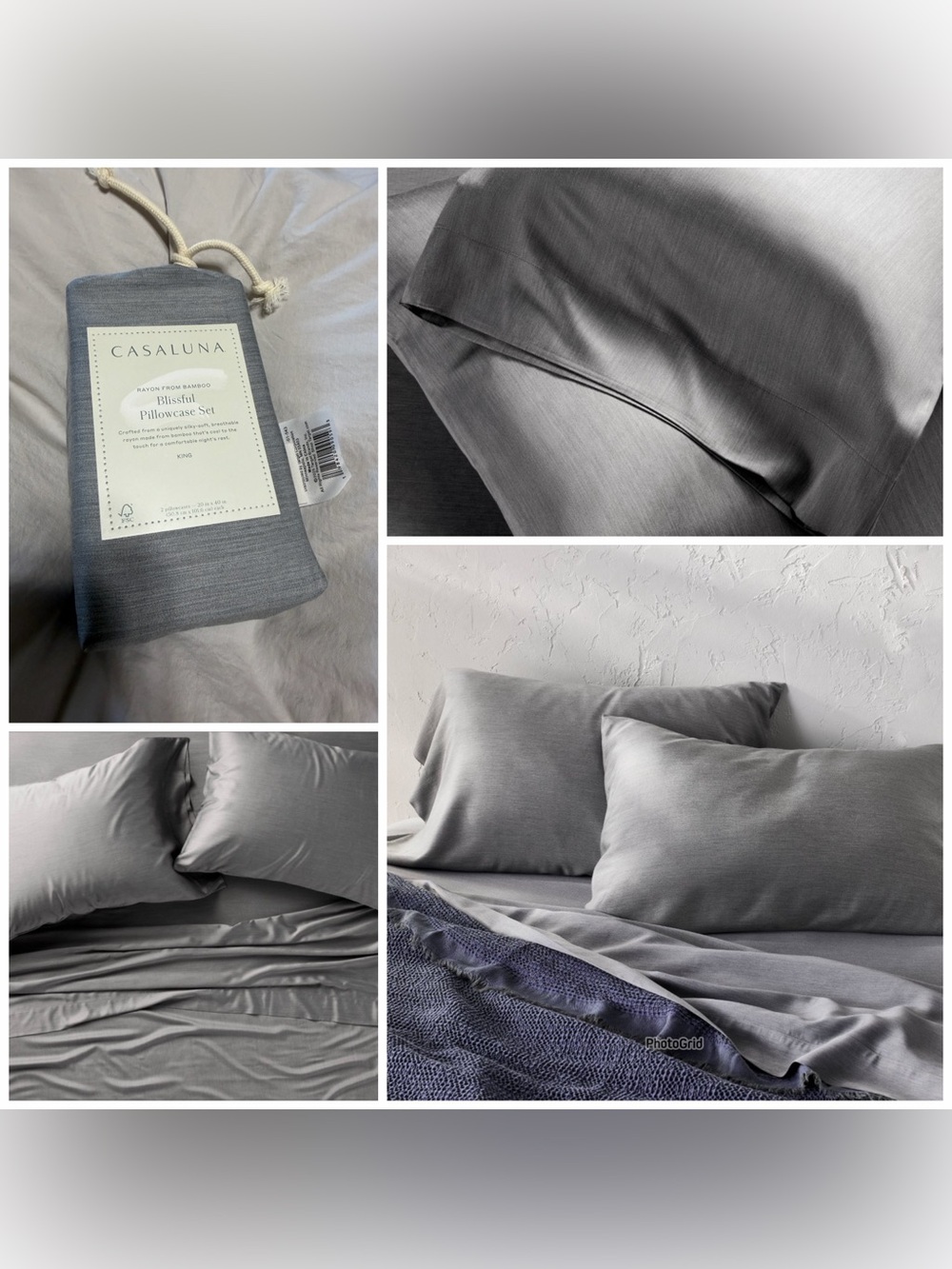 Casaluna Gray Blissful Rayon Pillowcase Set - Soft Heather Gray